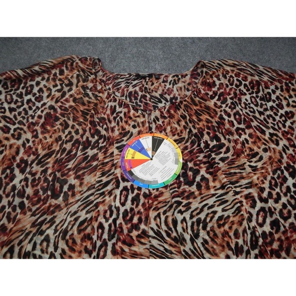 Apt 9 Blouse Top Women's Plus Size‎ 3X Leopard Print Cap Sleeve V-Neck Henley - Picture 2 of 8